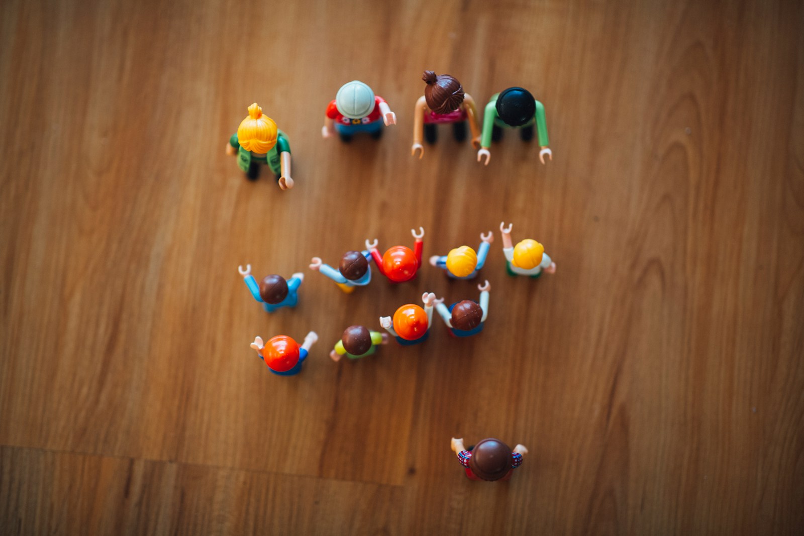 aerial view of assorted-color toys