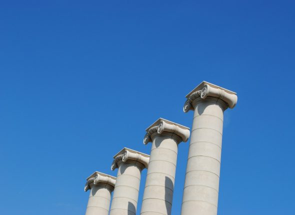 a close-up of some pillars